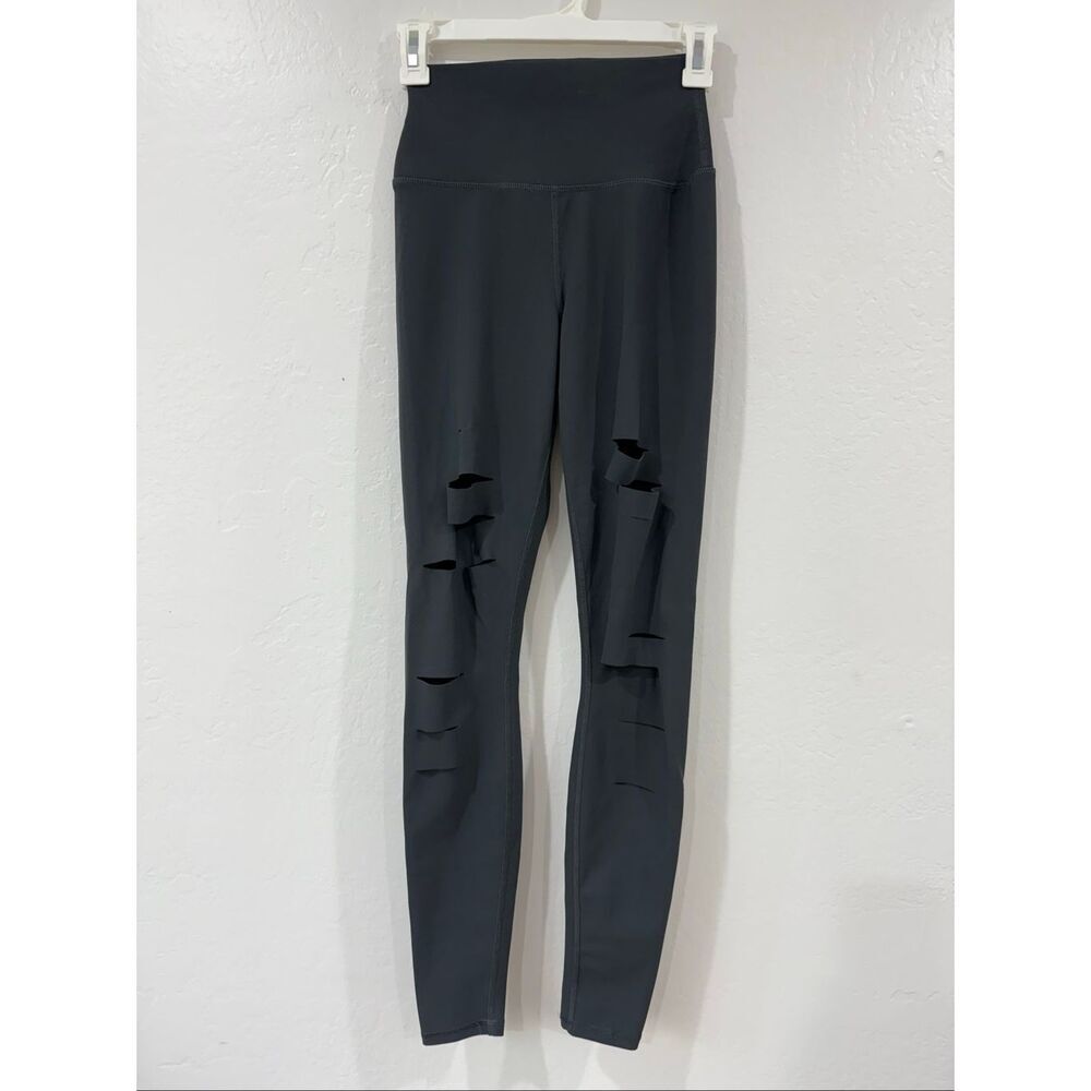 Alo High Waist Ripped Warrior Leggings XXS - Picture 2 of 6